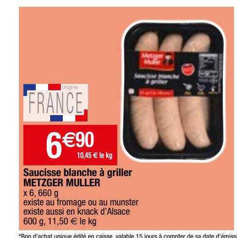 saucisse blanche à griller metzger muller