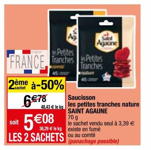 saucisson les petites tranches nature saint agaune