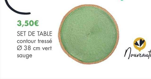 set de table contour tressé ø38 cm vert sauge