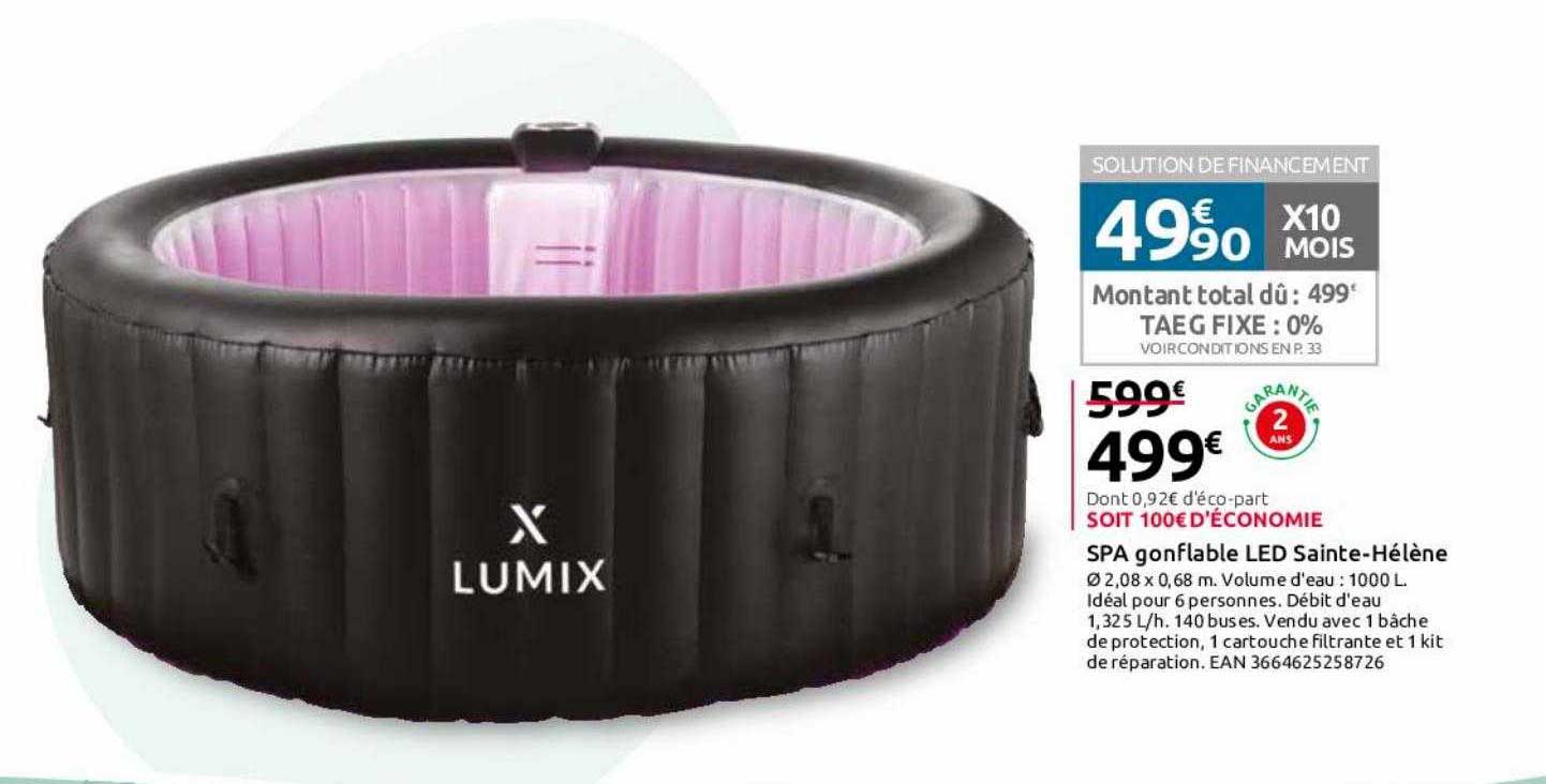 spa gonflable led sainte-hélène lumix