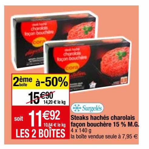 steaks hachés charolais façon bouchère 15% m.g