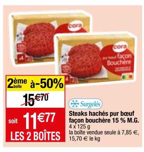 steaks hachés pur bœuf façon bouchère 15% m.g