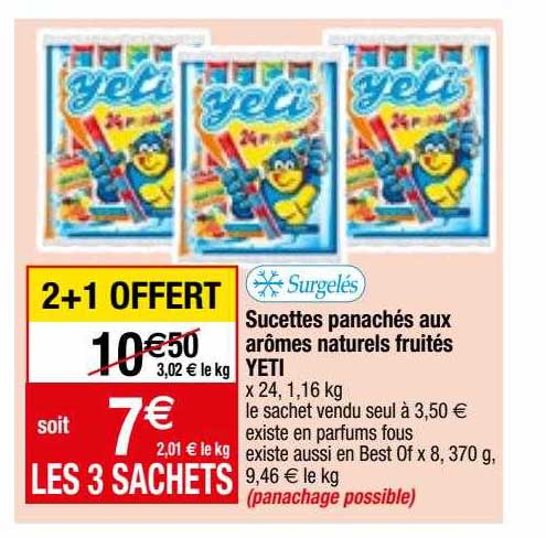 sucettes panachés aux arômes naturels fruités yeti