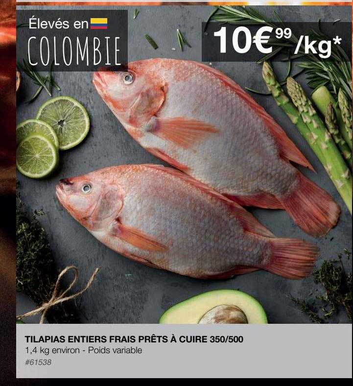 tilapias entiers frais prêts à cuire 350-500