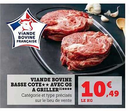 Viande Bovine Basse Côte***avec Os à Griller