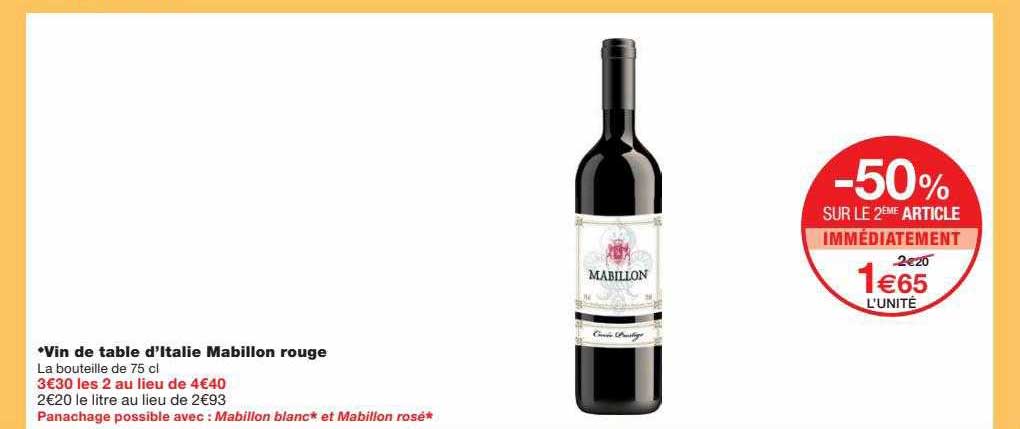 vin de table d'italie mabillon rouge