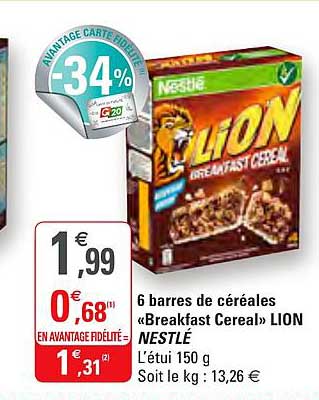 6 Barres De Céréales Breakfast Cereal Lion Nestlé