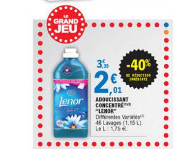 adoucissant concentré leno -40% de réduction immédiate