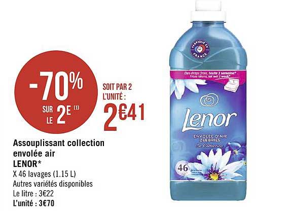 assouplissant collection envolée aire lenor -70% sur le 2e