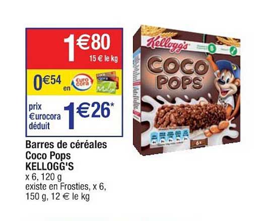 barres de céréales coco pops kellogg's