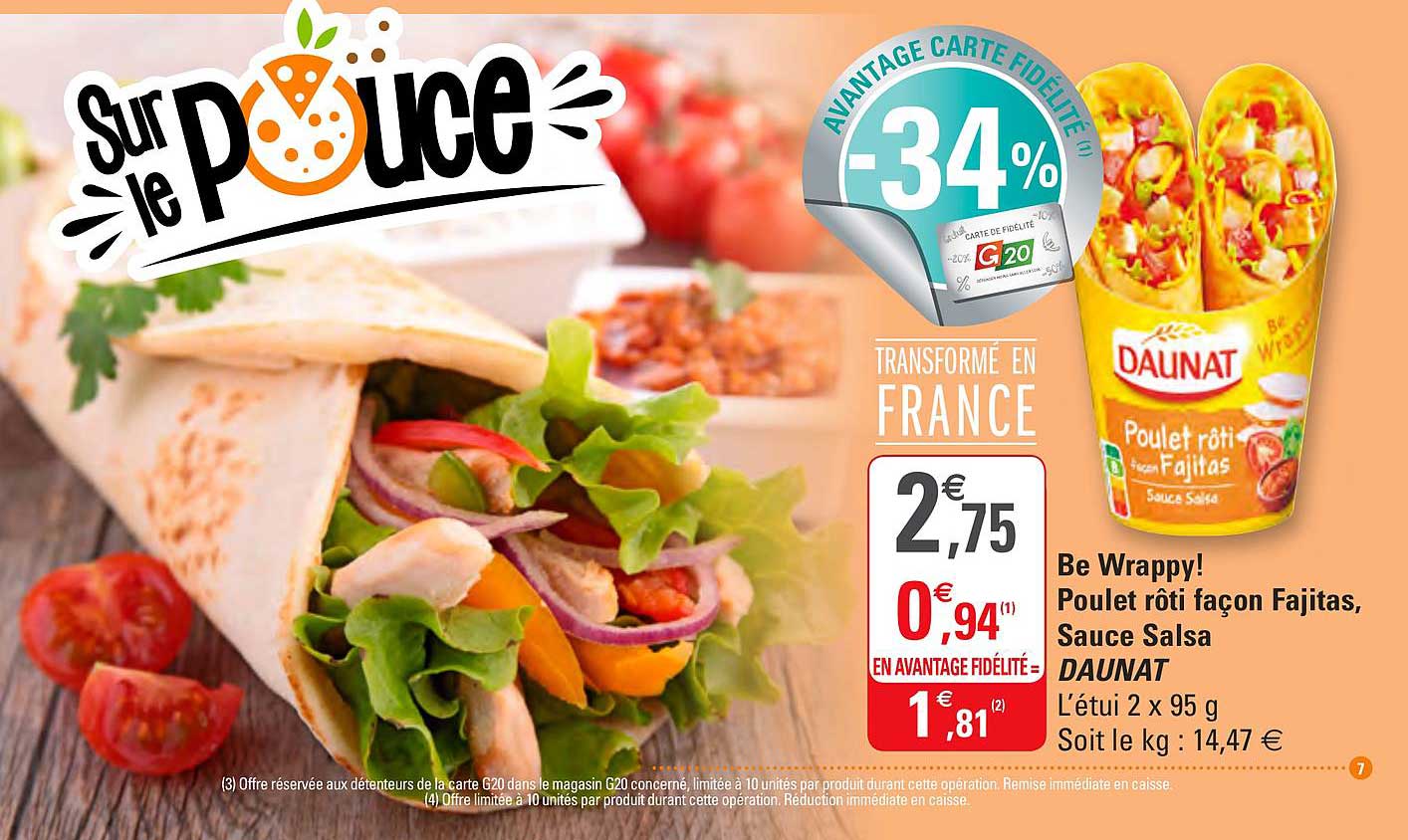 be wrappy! poulet rôti façon fajitas sauce salsa daunat