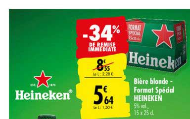 bière blonde format spéciale heineken -34% de remise immédiate
