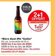 bière east ipa gallia 2+1 offert