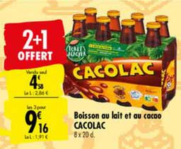 Boisson Au Lait Et Au Cacao 2+1 Offert