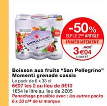 boisson aux fruits san pellegrino momenti grenade cassis -50% sur le 2ème article