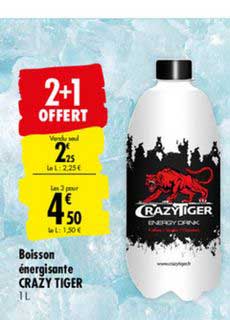 boisson énergisante crazy tiger 2+1 offert