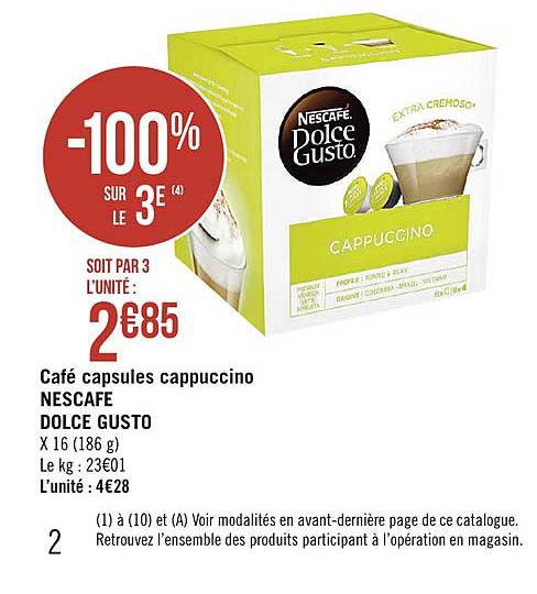 Café Capsules Cappuccino Nescafe Dolce Gusto -100% Sur Le 3e
