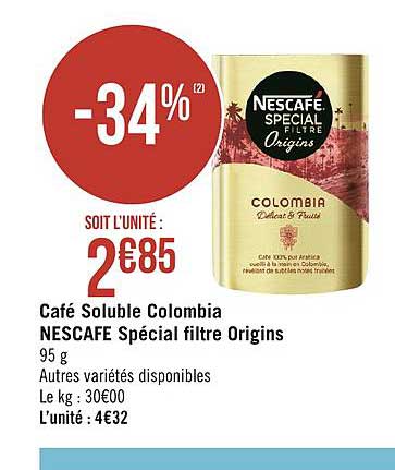 Café Soluble Colombia Nescafe Spécial Filtre Origins