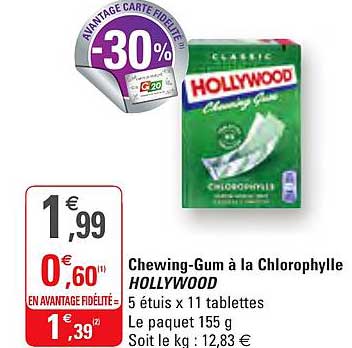chewing gum à la chlorophylle hollywood