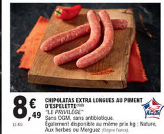 chipolatas extra longues au piment d'espelette