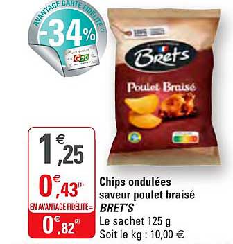 chips ondulées saveur poulet braisé bret's