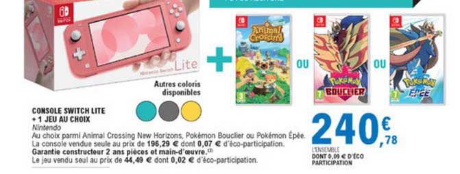 Console Swith Lite + 1 Jeu Au Choix