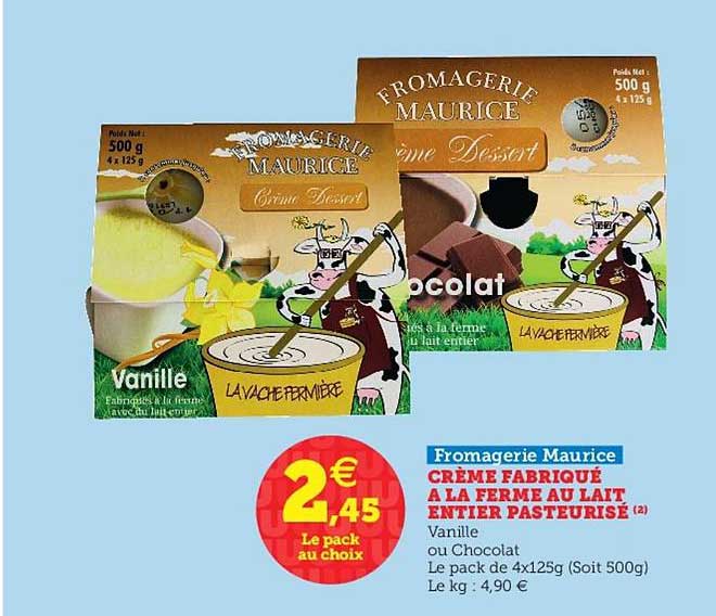 crème fabriqué à la ferme au lait entier pasteurisé fromagerie maurice