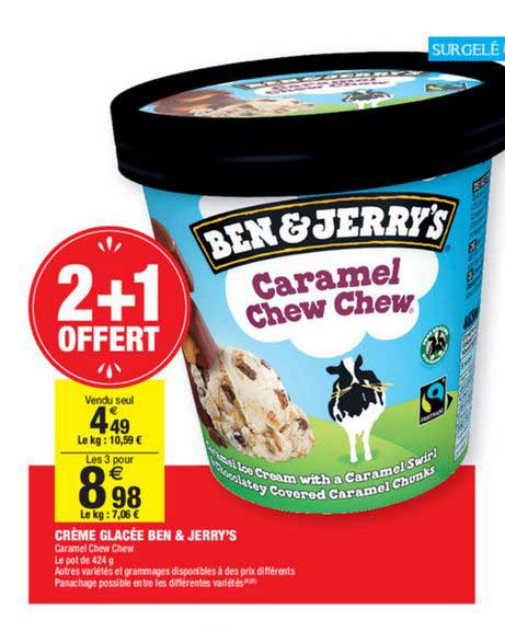 Crème Glacée Ben & Jerry's 2+1 Offert