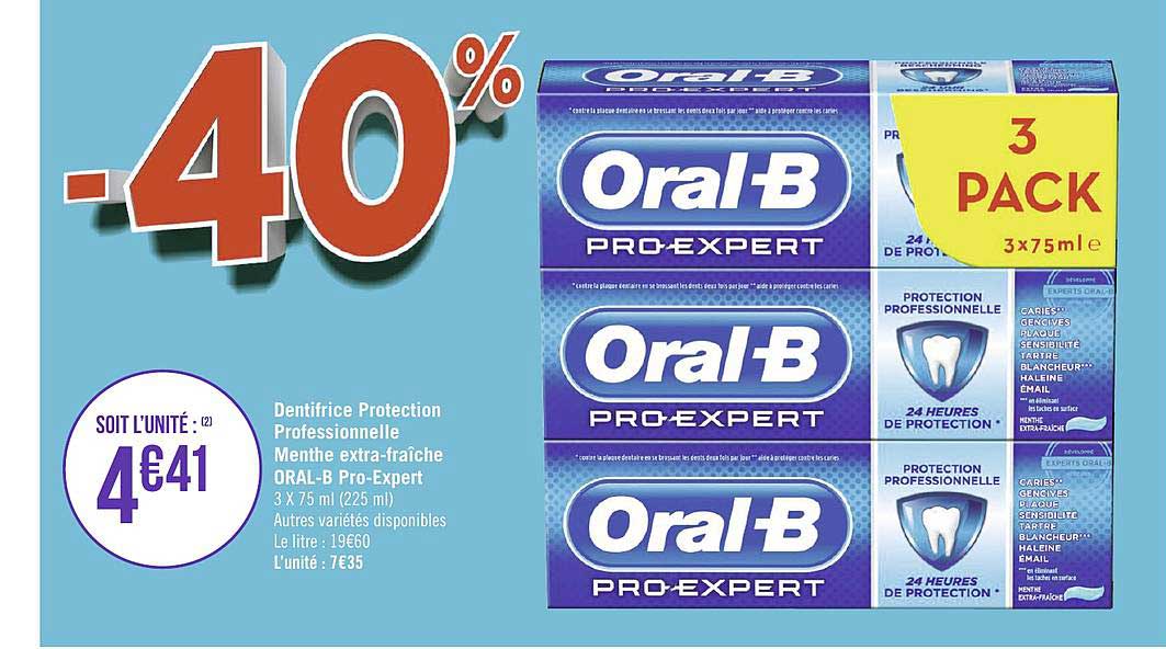 dentifrice protection professionnelle menthe extra fraîche oral b pro expert