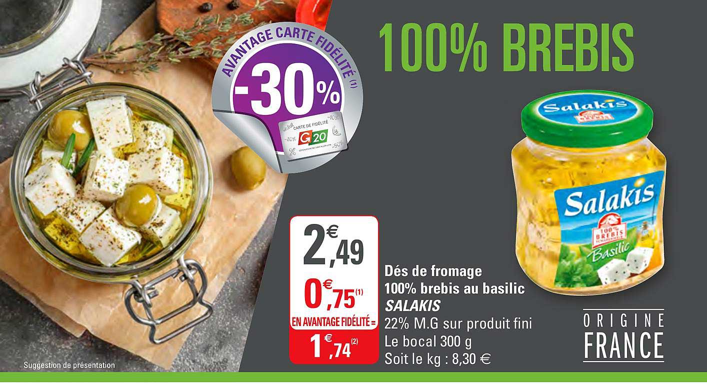Dés De Fromage 100% Brebis Au Basilic Salakis