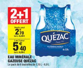 Eau Minérale Gazeuse Quézac 2+1 Offert