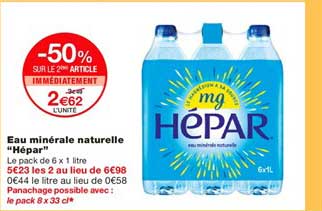 Eau Minérale Naturelle Hépar -50% Sur Le 2ème Article