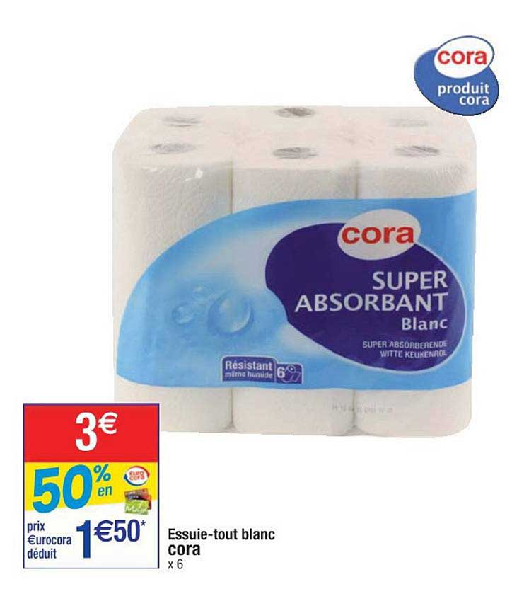 essuie tout blanc cora