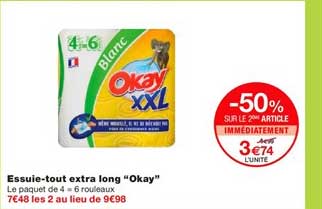 essuie tout extra long okay -50% sur le 2ème article