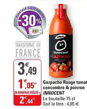 Gazpacho Rouge Tomate Concombre & Poivron Innocent