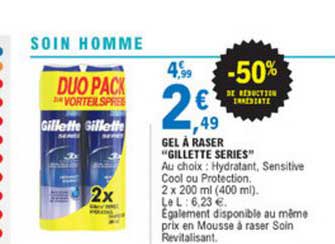 gel à raser gillette series -50% de réduction immédiate