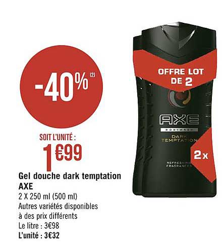 gel douche dark temptation axe