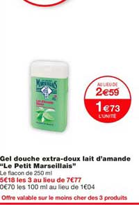 gel douche extra doux lait d'amande le petit marseillais