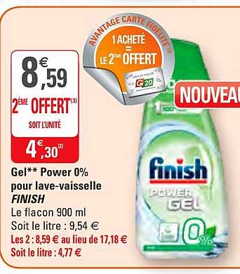 gel power 0% pour lave vaisselle finish