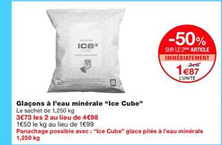Glaçons à L'eau Minérale Ice Cube -50% Sur Le 2ème Article