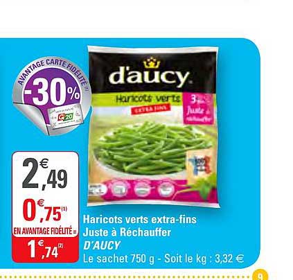 haricots verts extra fins juste à réchauffer d'aucy