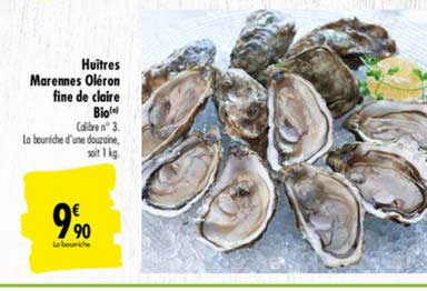 huîtres marennes oléron fine de claire bio