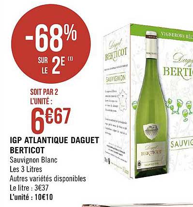 igp atlantique daguet bertico -68% sur le 2e