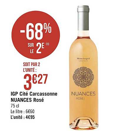 igp cité carcassonne nuances rosé -68% sur le 2e