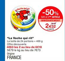 la vache qui rit -50% sur le 2ème article
