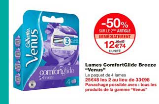 Lames Comfortglide Breeze Venus -50% Sur Le 2ème Article