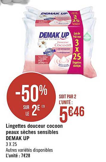 Lingettes Douceur Cocoon Peaux Sèches Sensibles Demak Up -50% Sur Le 2e