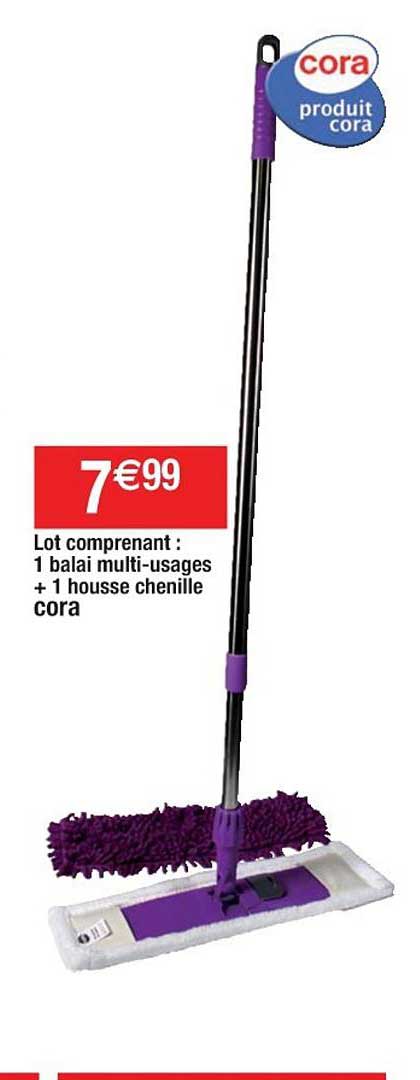 lot comprenant 1 balai multi usages + 1 housse chenille cora