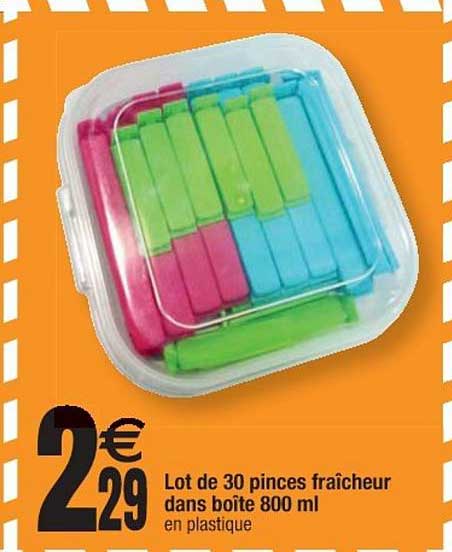 Lot De 30 Pinces Fraîcheur Dans Boîte 800 Ml