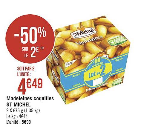 Madeleines Coquilles St Michel -50% Sur Le 2e